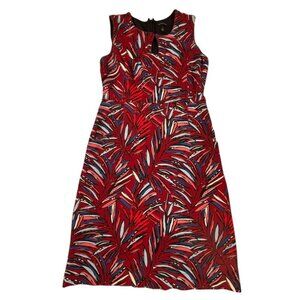 Lands' End Warm Cinnamon Leaves Ponte Keyhole Sheath Dress SIZE-4